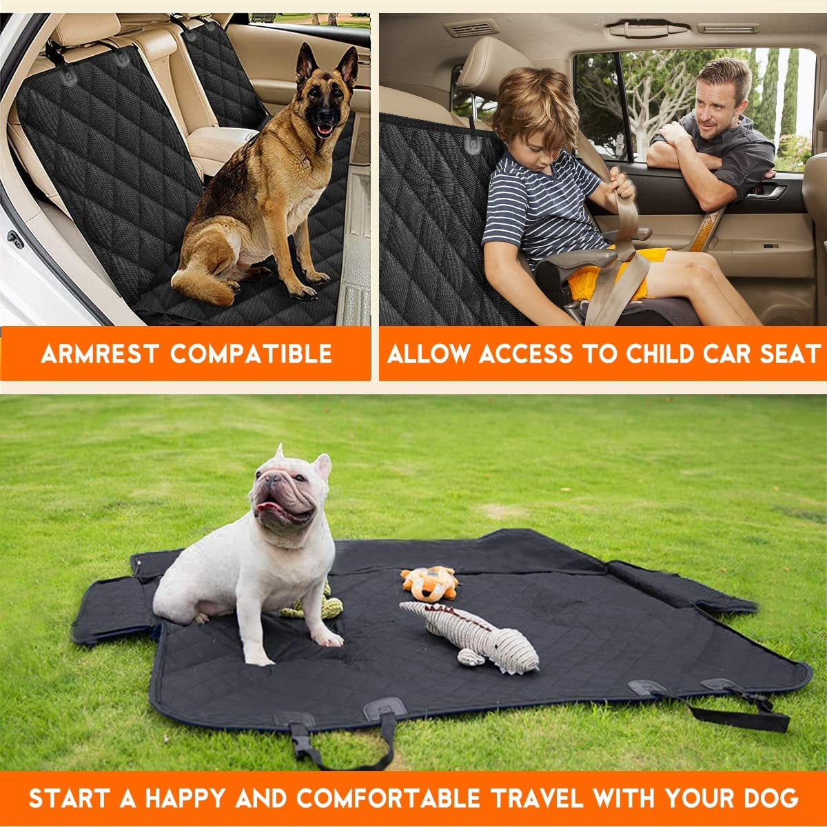 elipets Ultimate Dog Car Seat Cover - Premium Back Seat Protector for Pets