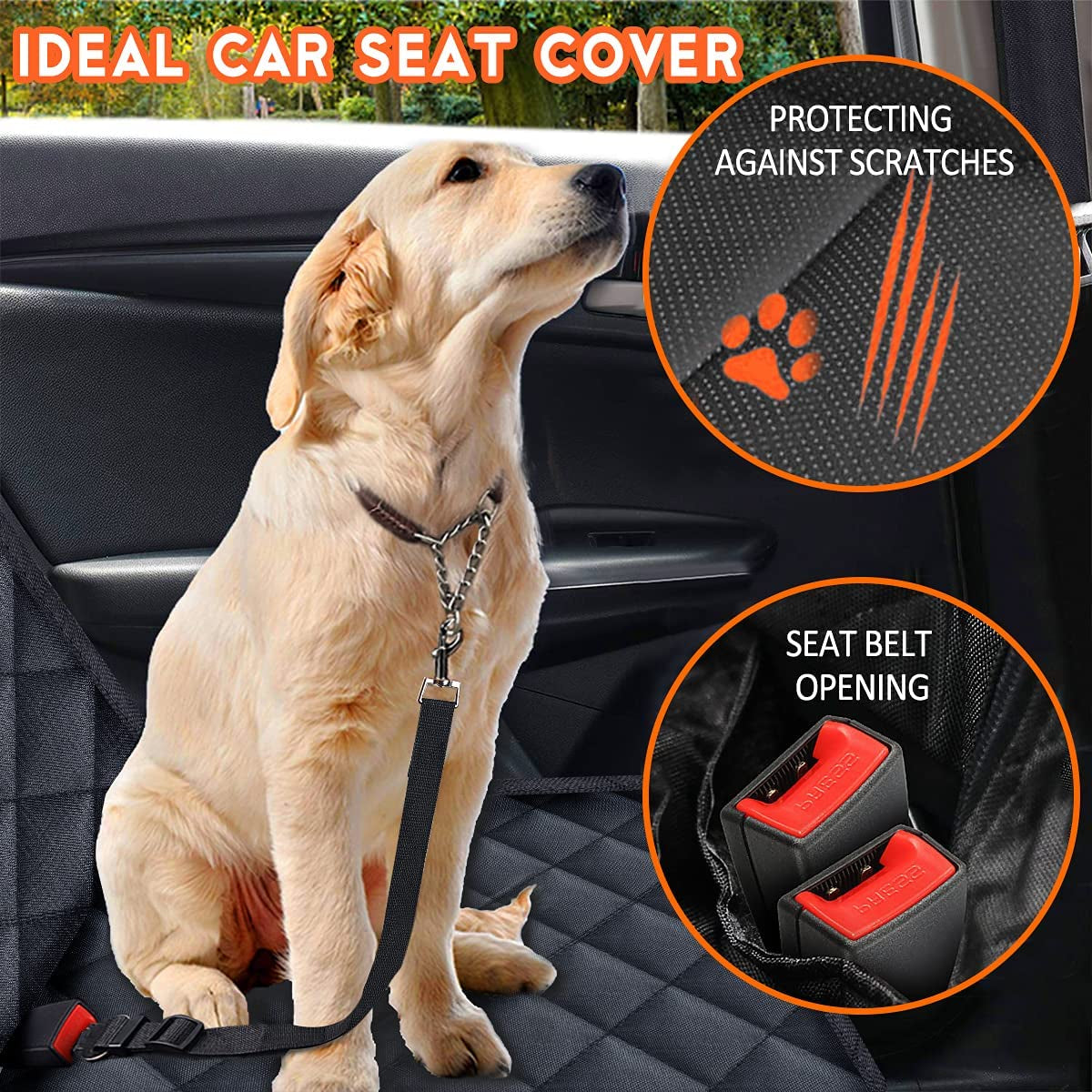 elipets Ultimate Dog Car Seat Cover - Premium Back Seat Protector for Pets