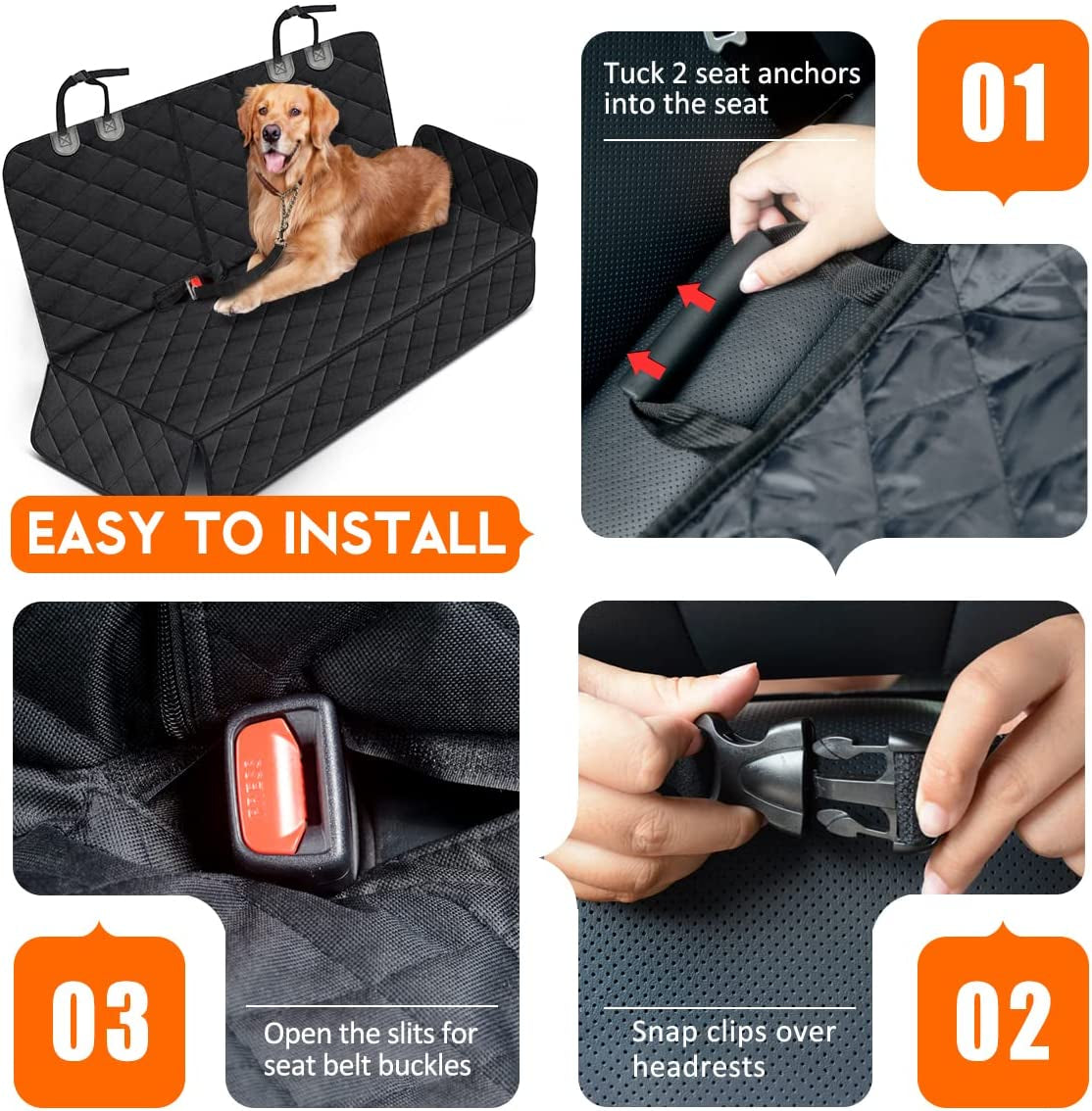 elipets Ultimate Dog Car Seat Cover - Premium Back Seat Protector for Pets